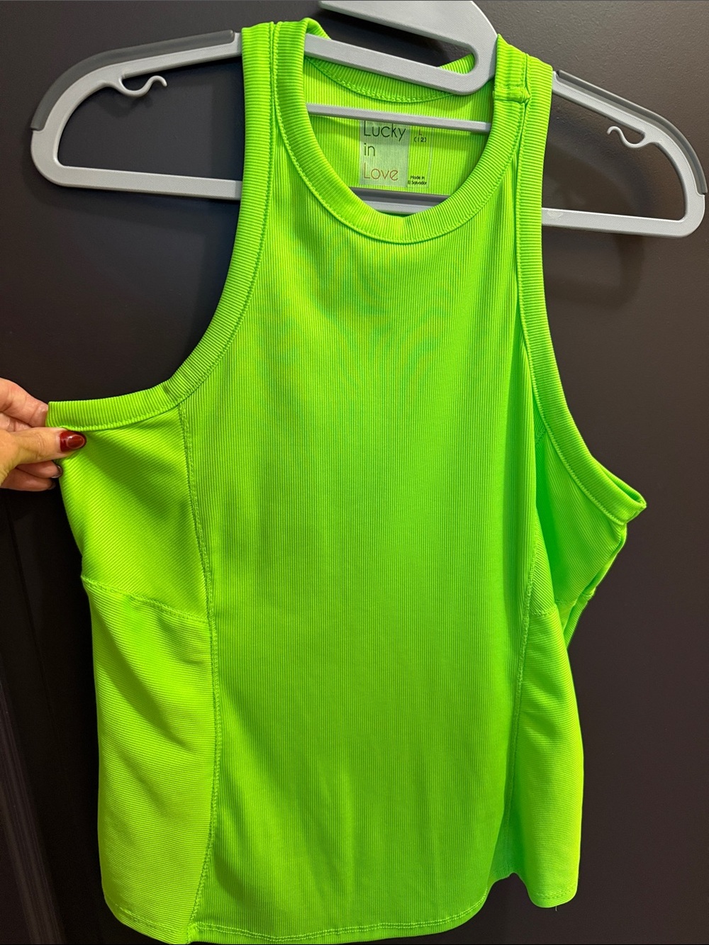 Lucky in Love Bright Neon Green Chill Play Athletic Tank